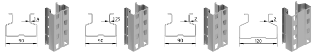 Frame upright types and  dimensions
