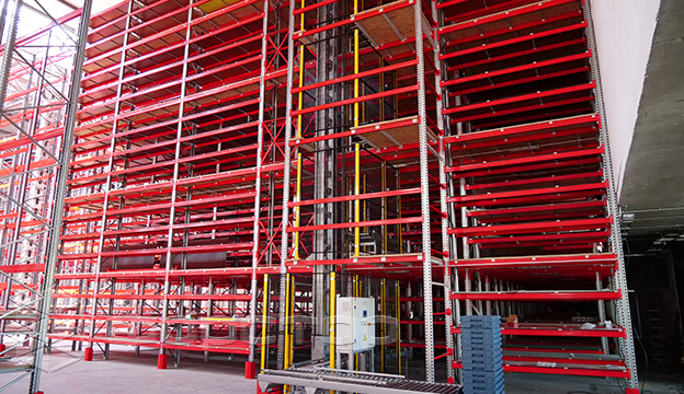 Automated warehouse mezzanine with 5 floors.