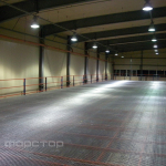 Warehouse platform with press flooring