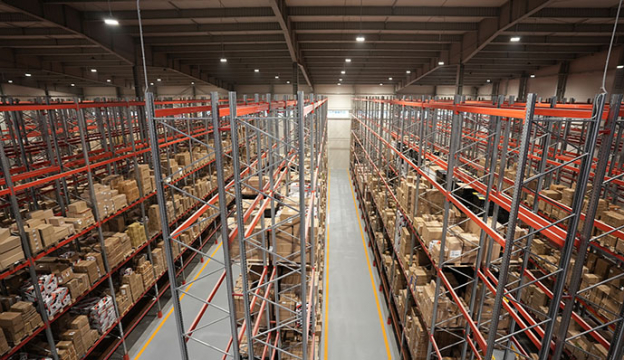 Lower level with shelves for storing piece goods