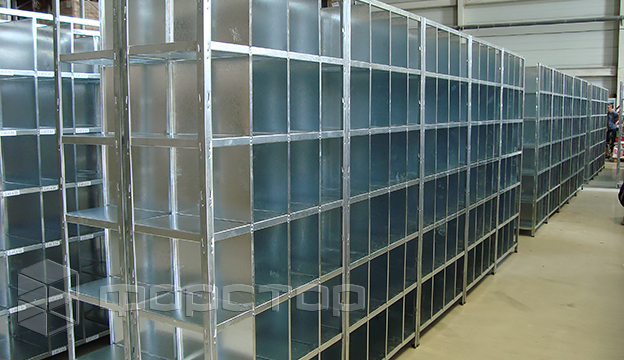 Each section has 6 shelves and 24 cells 