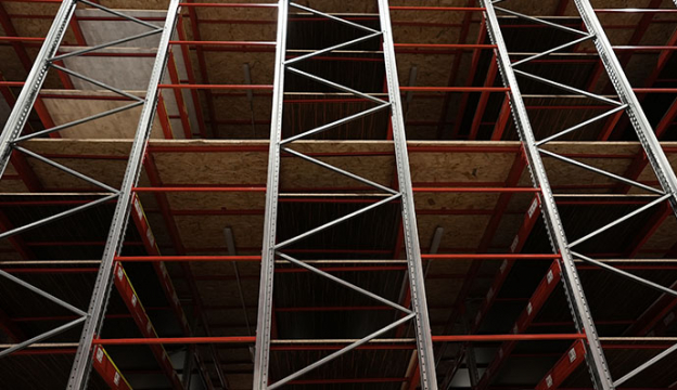 Five-level mezzanine for shelving storage