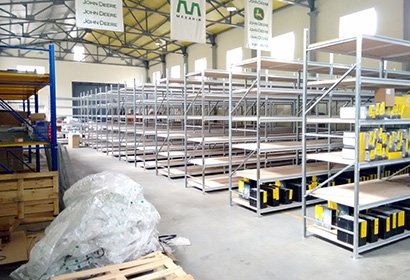 Shelving racks for storing spare parts
